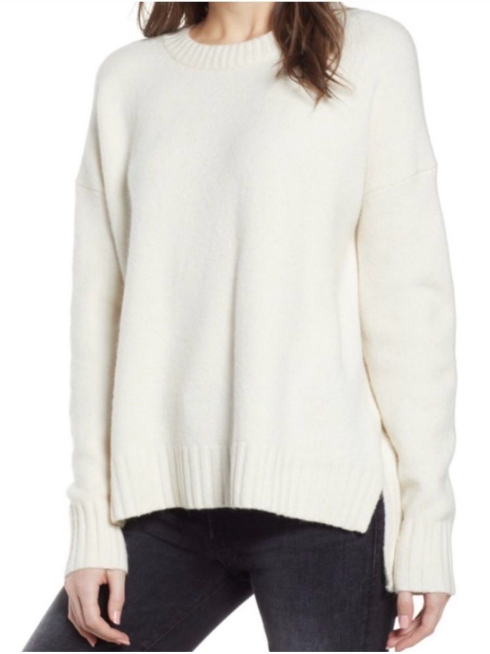 J.Crew Cream Oversized Crewneck Sweater Super Soft Yarn Merino Wool Alpaca Blend